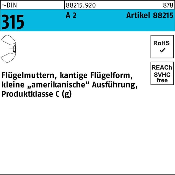 Flügelmutter R 88215 M4 A 2 100 Stück-0