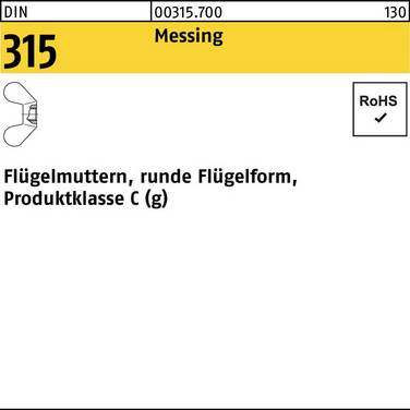 Flügelmutter DIN 315 runde FormM10 Messing 100 Stück