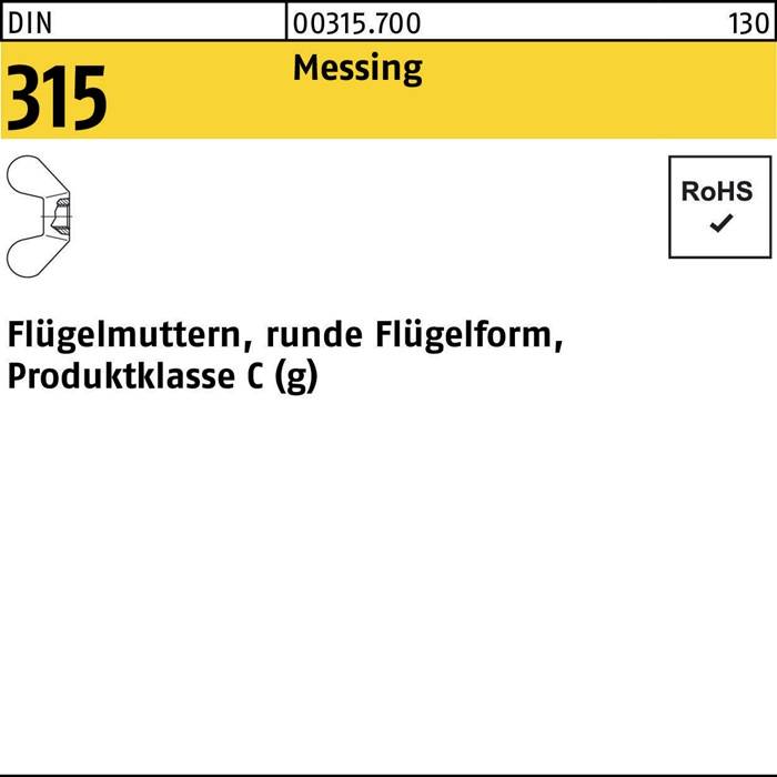 Flügelmutter DIN 315 runde FormM16 Messing 10 Stück-0