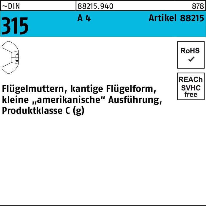 Flügelmutter R 88215 M10 A 4 25 Stück-0