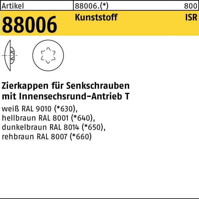 Zierkappe R 88006 f.ISR 15x12 /3,5 Ku. hellbraun 1000 Stück-0
