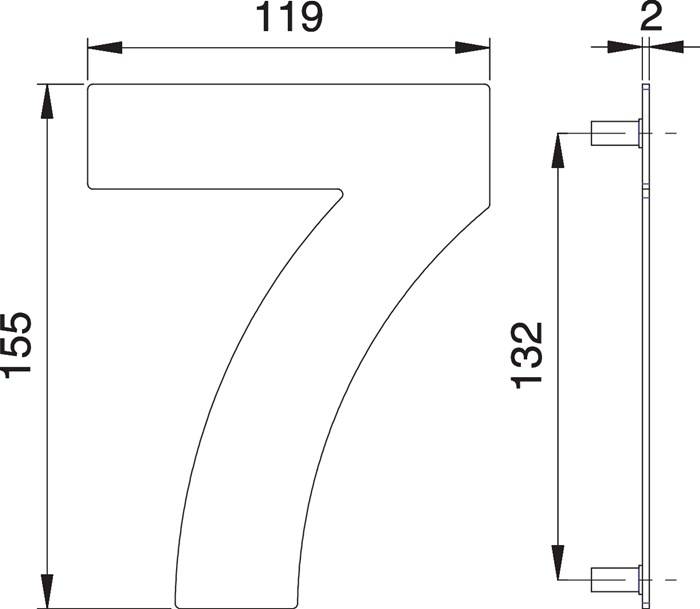 Hausnummer Ziffer 7 VA ma 155mm B.119mm EDI-0