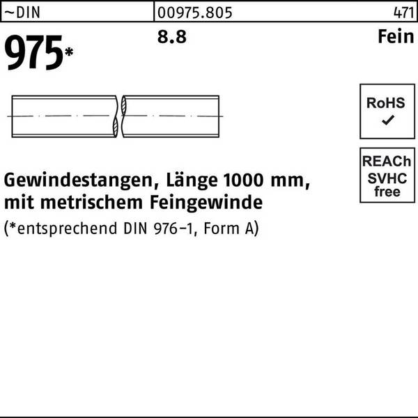 Gewindestange DIN 975 M20x 1,5x 1000mm 8.8 1 Stück
