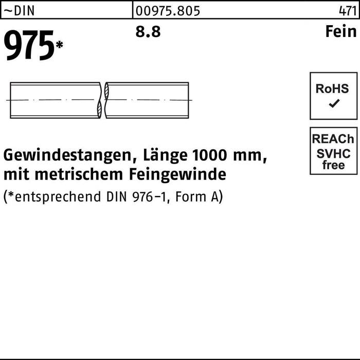 Gewindestange DIN 975 M20x 1,5x 1000mm 8.8 1 Stück-0