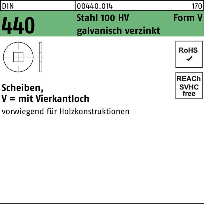 Scheibe DIN 440 V 14x44x4 Stahl 100 HV galv.verz. 100St.-0