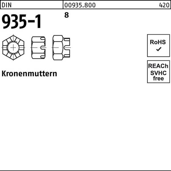 Kronenmutter DIN 935-1 M 48 8 5 Stück