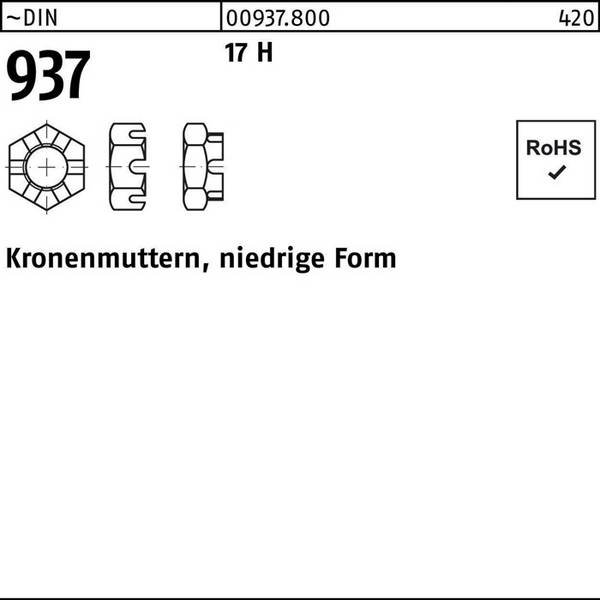 Kronenmutter DIN 937 niedrige FormM18 17 H 50 Stück