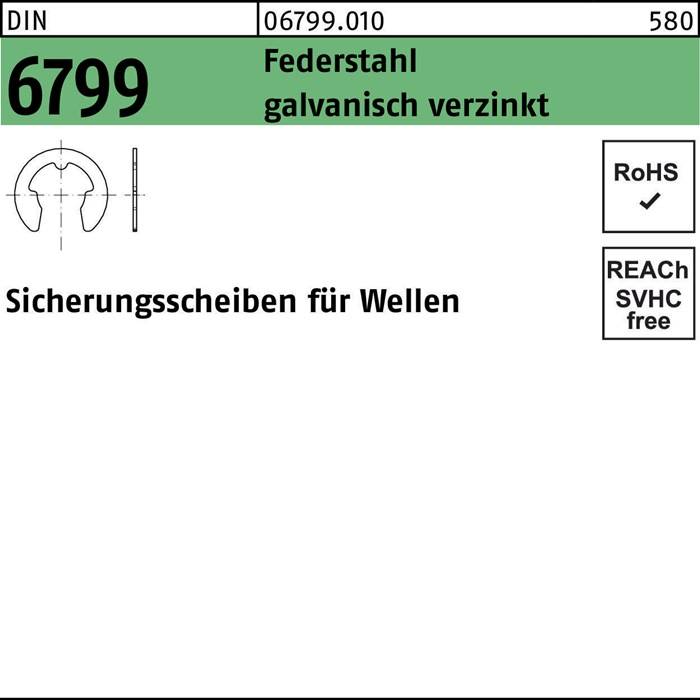 Sicherungsscheibe DIN 6799 f.Wellen 10 Federstahl galv.verz. 250 Stück-0