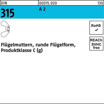 Flügelmutter DIN 315 runde FormM5 A 2 50 Stück-0