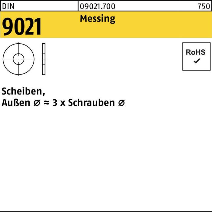 Unterlegscheibe DIN 9021 4,3x12x1 Messing 100 Stück-0