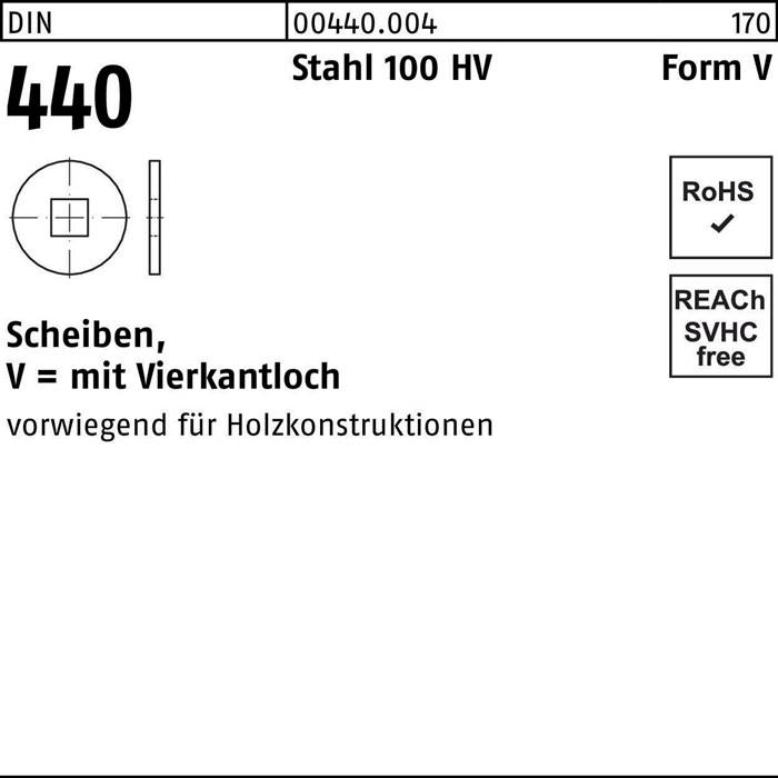 Scheibe DIN 440 V 6,6x 22x 2 Stahl 100 HV 100 Stück-0