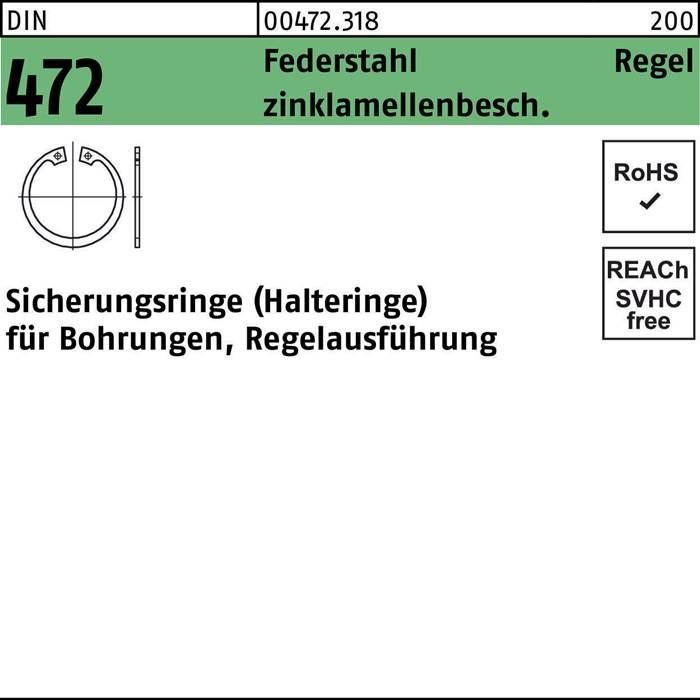 Sicherungsring DIN 472 40x 1,75 Federstahl zinklamellenb. Regelausf. 100 Stück-0