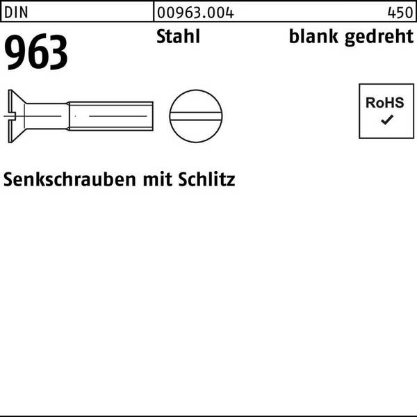 Senkschraube DIN 963 Schlitz M1,6x 10 Stahl gedreht 100 Stück