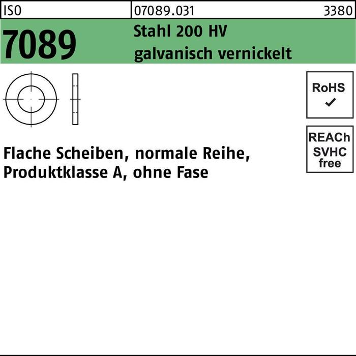 Unterlegscheibe ISO 7089 o.Fase 10 Stahl 200 HV galv. vernickelt 1000 Stück-0