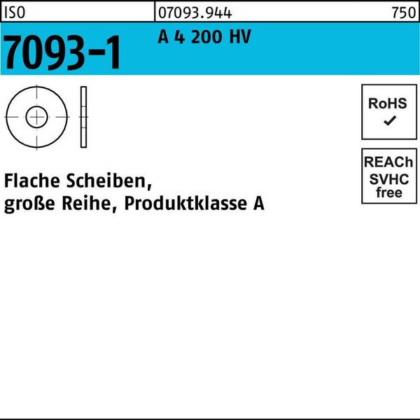 Unterlegscheibe ISO 7093-1 20 A 4 200 HV 50 Stück