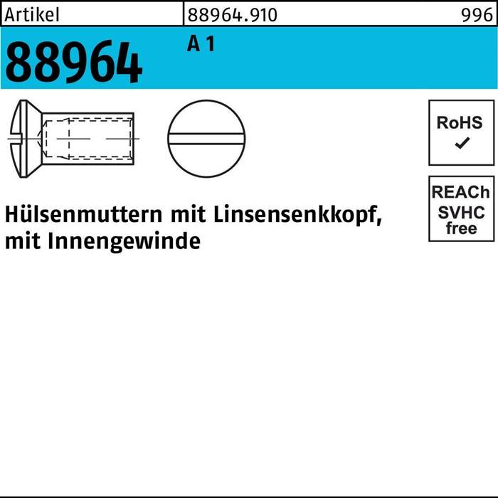 Hülsenmutter R 88964 Liko IG M8x 15 A 1 100 Stück-0