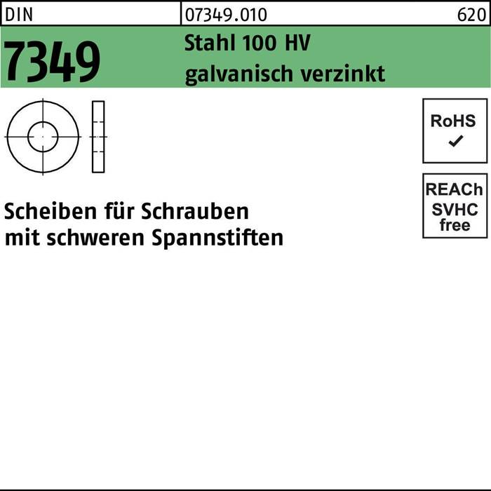 Scheibe DIN 7349 21x44x 8 Stahl 100HV galv.verz. 25 Stück-0
