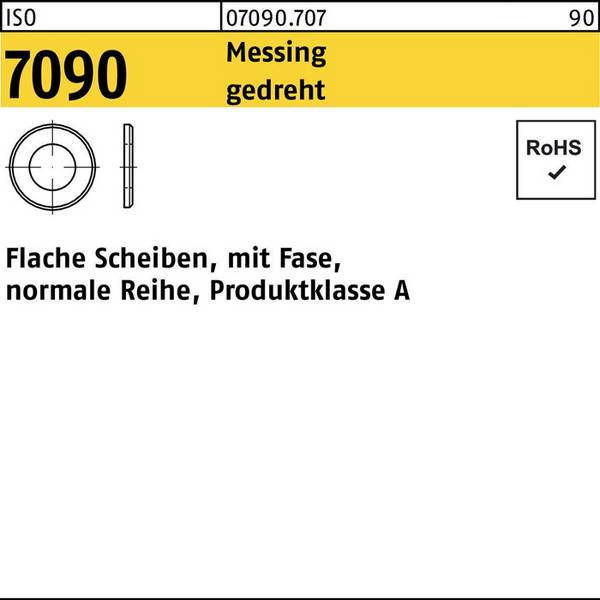 Unterlegscheibe ISO 7090 m.Fase 1 Messing gedreht 100 Stück
