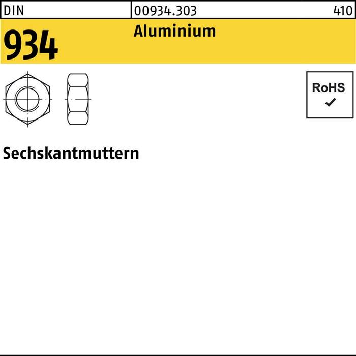 Sechskantmutter DIN 934 M6 Aluminium 100 Stück-0