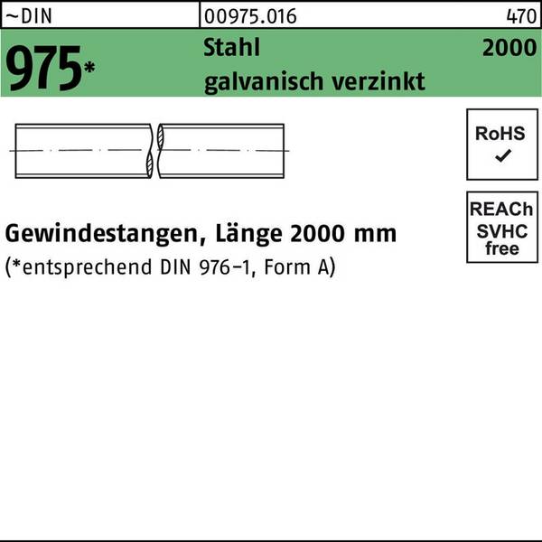Gewindestange DIN 975 M22x 2000mm Stahl galv.verz. 1 Stück