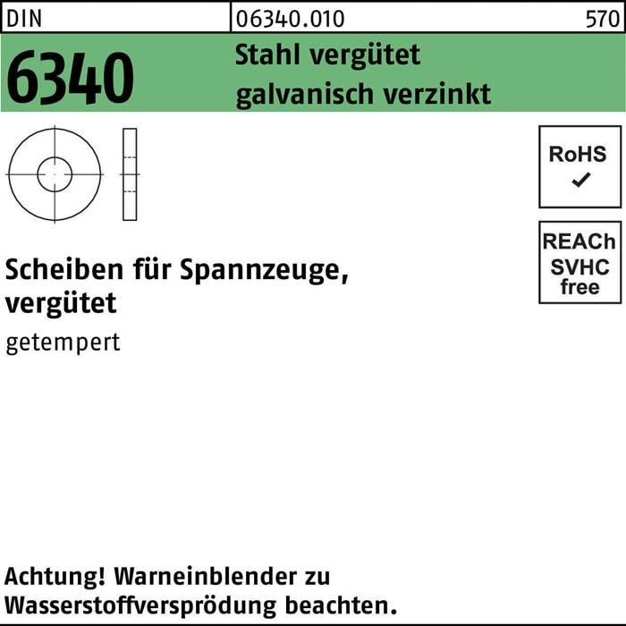 Scheibe DIN 6340 21x 50x 6 Stahl vergütet galv.verz. 25 Stück-0