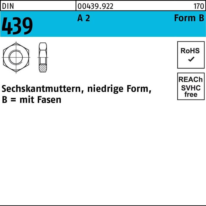 Sechskantmutter DIN 439/ISO 4035 FormB BM 20 A 2 10 Stück-0