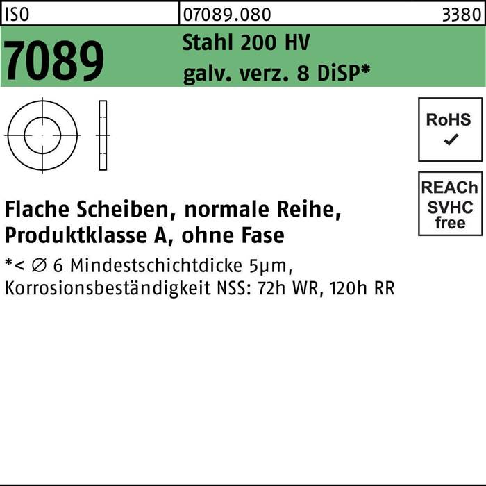 Unterlegscheibe ISO 7089 o.Fase 30 Stahl 200 HV galv.verz. 8 DiSP 100St.-0