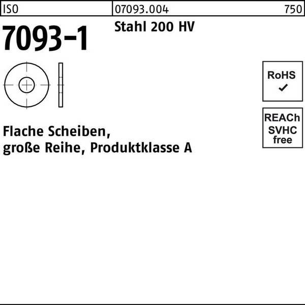 Unterlegscheibe ISO 7093-1 12 Stahl 200 HV 100 Stück