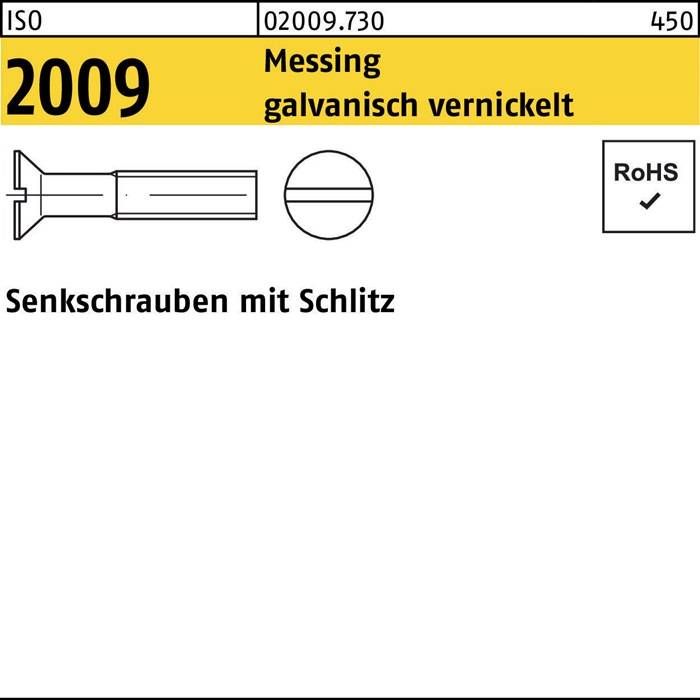 Senkschraube ISO 2009 Schlitz M4x 16 Messing galv. vernickelt 200 Stück-0