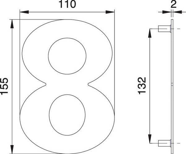 Hausnummer Ziffer 8 VA ma 155mm B.110mm EDI