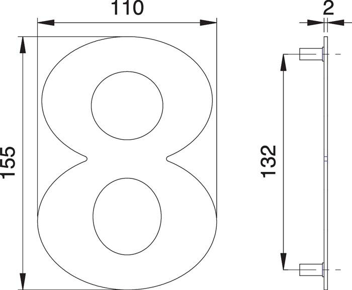 Hausnummer Ziffer 8 VA ma 155mm B.110mm EDI-0