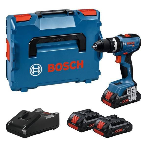 BOSCH 06019N3308, GSB 18V-65 + 3x 3,0Ah ProCORE, Lader, L-BOXX