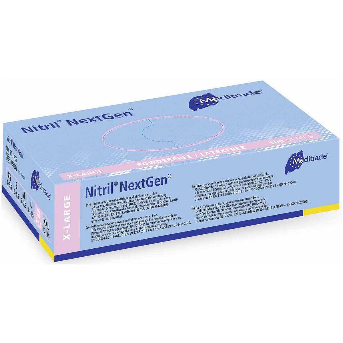 Meditrade 100er-Pack Nitril Einmalhandschuhe »Nitril® NextGen®« XL blau, puderfrei-1