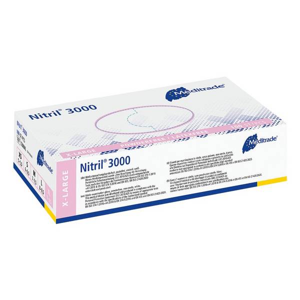 Meditrade 100er-Pack Nitril Einmalhandschuhe »Nitril® 3000« XL weiß, puderfrei