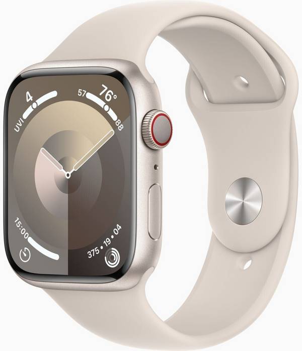 Apple Watch 9 Cell Alu Starlight 45mm a2984 White Silicon Band