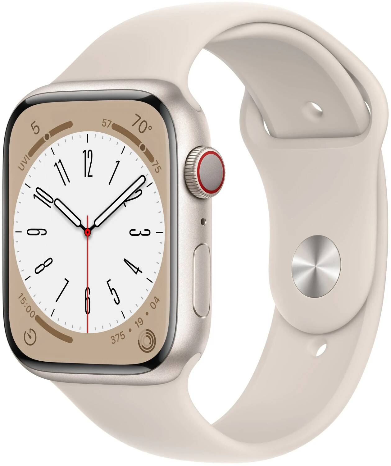 Apple Watch 8 Cellular Starlight Alu 45mm a2775 White Silicon Band-0
