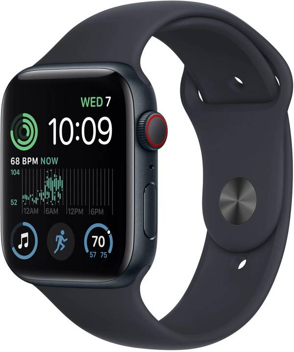 Apple Watch SE 2022 (GPS+Cellular) Midnight Alu 44mm a2724 Black Silicon Band