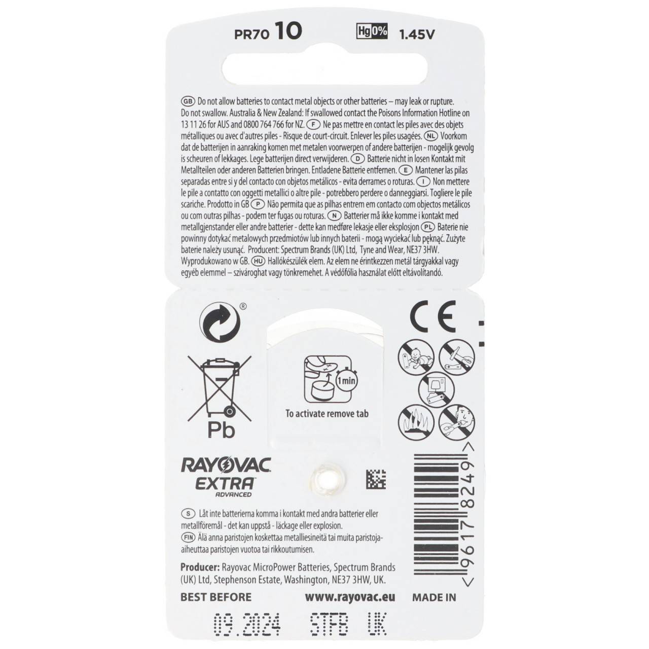 10x 6 Stück Rayovac Hörgerätebatterie Varta HA10, PR70, 4610, Acoustic Special-1