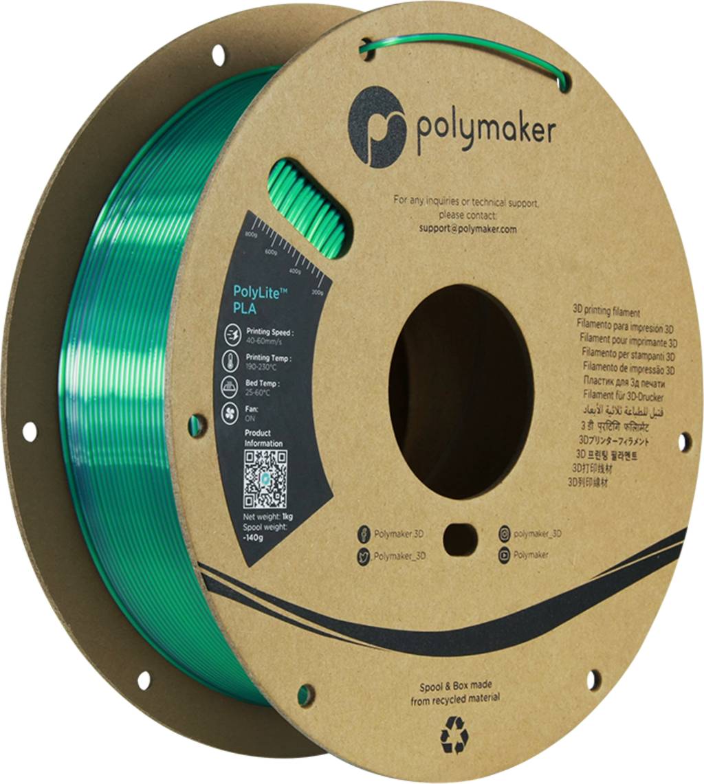 Polymaker PolyLite Dual Silk PLA Jadeite Green-Chrome, 1,75 mm / 1000 g-5