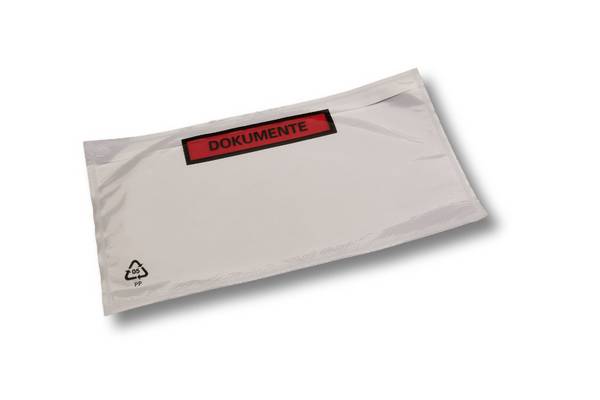 1 Karton = 1.000 Stück Versandtaschen/Dokumententaschen - DIN LANG - BEDRUCKT: