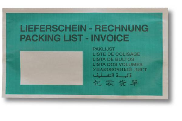 1000 Lieferscheintaschen DIN lang selbstklebend im Karton Premium | Dokumententaschen aus grün