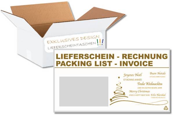 1000 Lieferscheintaschen DIN lang Weihnachten selbstklebend Premium | Dokumententaschen aus PP