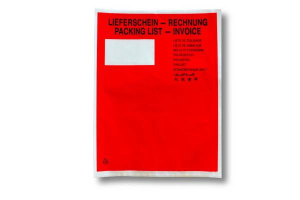 500 Lieferscheintaschen C4 selbstklebend im Karton Premium | Dokumententaschen aus rot