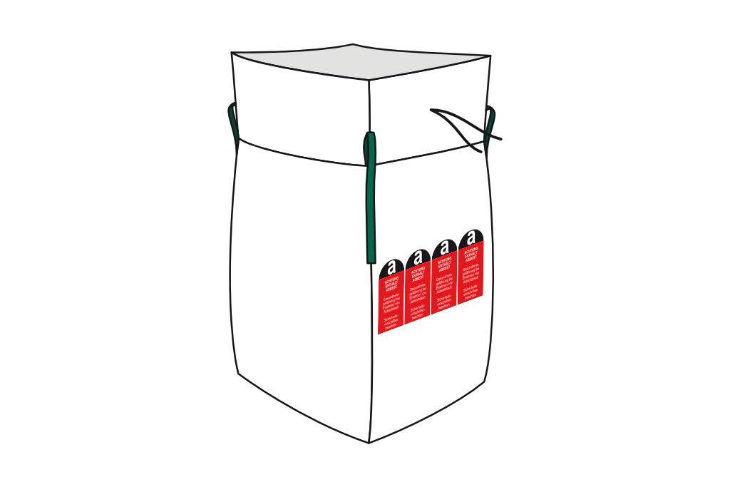 Big Bag Asbest 90x90x110cm I 1 Stück I SWL 1.000 kg I Asbest Sack mit 4-0