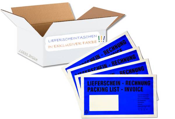 1000 Lieferscheintaschen selbstklebend Premium | Dokumententaschen DIN lang aus PP transparent