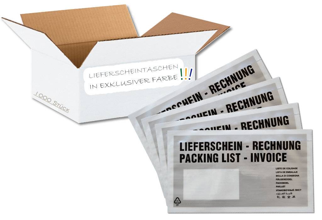 1000 Lieferscheintaschen selbstklebend Premium | Dokumententaschen DIN lang aus PP transparent-0