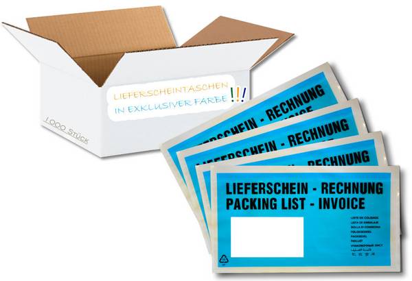 1000 Lieferscheintaschen selbstklebend Premium | Dokumententaschen DIN lang aus PP transparent