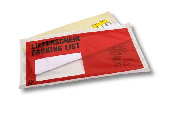 1000 Lieferscheintaschen selbstklebendes Premium | Dokumententaschen DIN lang aus PP