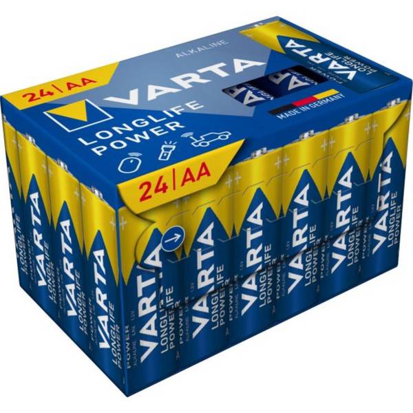 VARTA Batterie Longlife Power Alka AA Mignon LR6 1.5V CUBEPACK=24Stk
