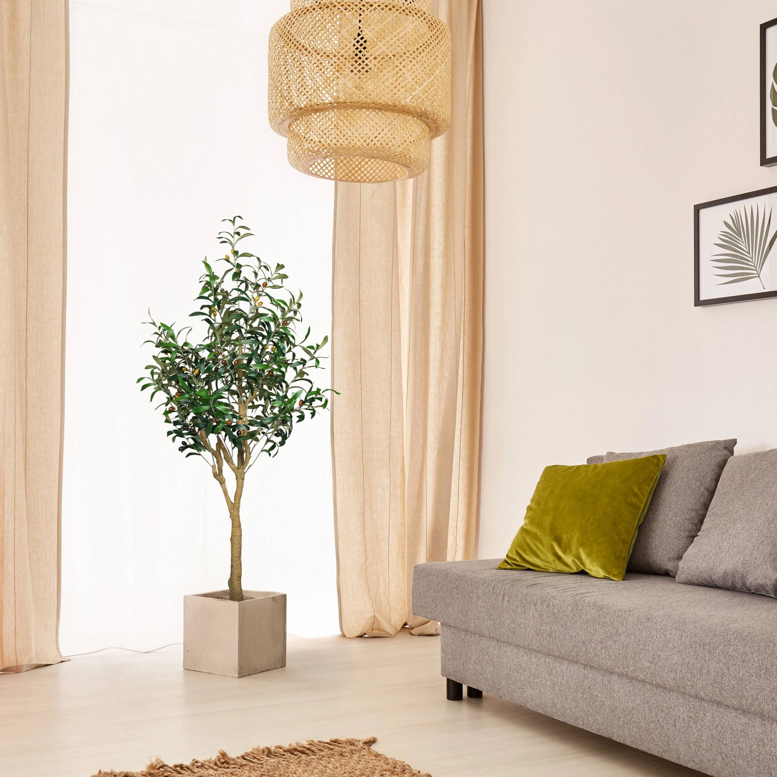 Kunstpflanze Kunstbaum OLIVE II 150 cm grün hjh OFFICE-4